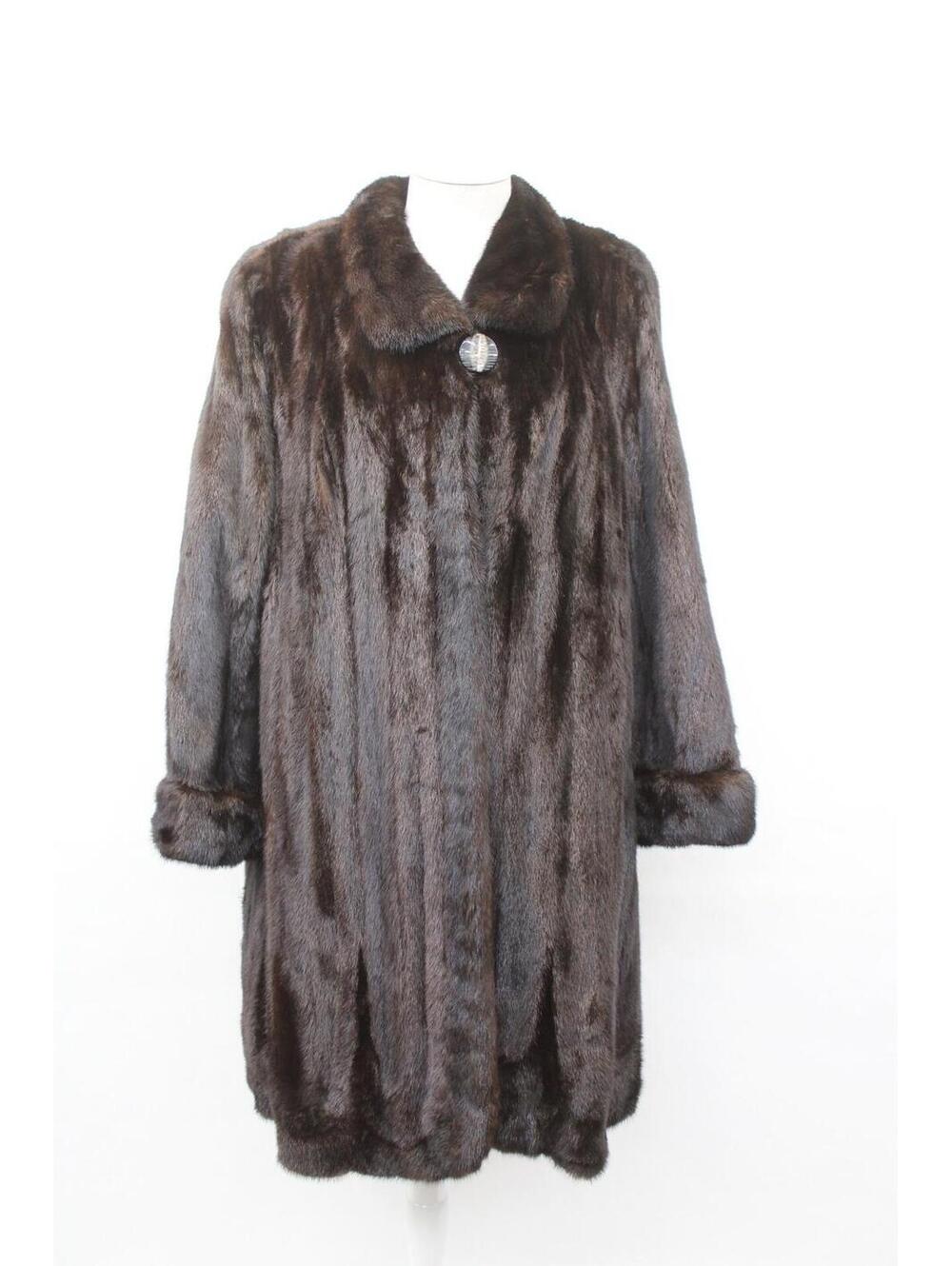 Excellent Canadian Dark Ranch Female Mink Fur Coat Jacket Women Woman Size 10-12